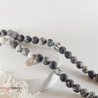 Gray webbed Jasper prayer bead inspired necklace